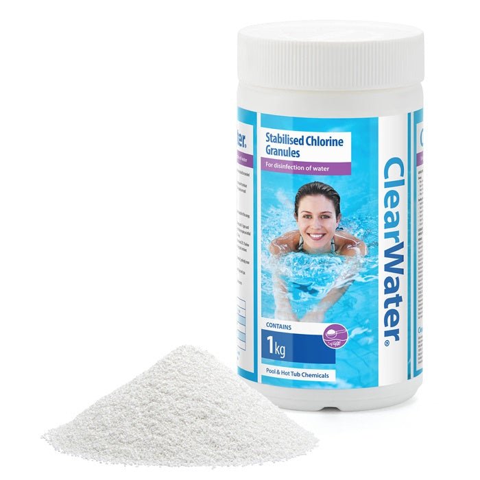ClearWater 1kg Stabilised Chlorine Granules – Hot Tub & Spa Sanitiser - New Forest Hot Tubs